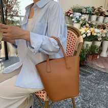 한땀작업실 여성용 원통 토트 버킷백