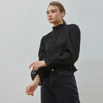 률앤와이 여성용 프린지 하프넥 셔링 블라우스