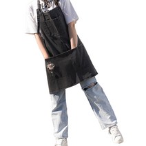 아그노 데님 앞치마, 블랙, 1개