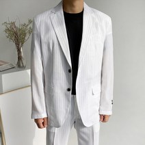 머시따 남성용 이지 린넨 스트라이프 블레이져 재킷