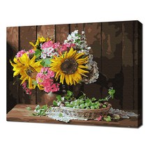 에코솔 셀프페인팅 여름의 해바라기 정물 22색 정물화 명화 그리기 DIY 30 x 40 cm, 혼합색상