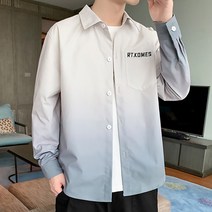 남성용 마켓A 그라데이션 레터링 포켓 셔츠