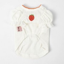 알럽펫 딸기 넥웨이브 강아지 옷, 화이트