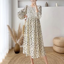 해피쎄븐 임산부 플라워 롱 원피스
