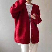 여성용 MA 허니 컬러 브이넥 가디건