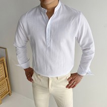 머시따 남성용 헨리넥 댄디 긴팔 셔츠