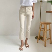 여성용 히든밴딩 면스판 세미 일자팬츠