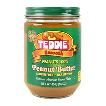 테디 유리병 땅콩버터 스무스, 454g, 1개
