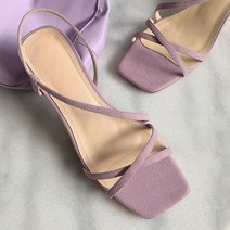 여성용 JCP 슬림 크로스 스트랩 샌들 미들힐