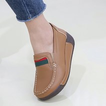제이슈 소가죽 테크 통굽 슬립온 5cm