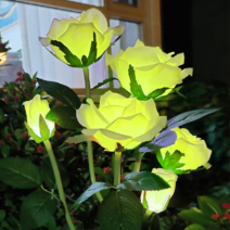 레나에너지 LED 태양광 식물 꽃 조화 정원등 조명 레몬 장미, 레몬옐로우