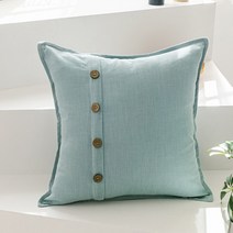 버튼 포인트 린넨 쿠션, 스카이