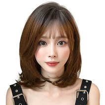 하이유니 허그 펌 단발 헤어 단발 통가발 40cm + 가발망 + 거치대 세트, 허니브라운(가발), 랜덤발송(거치대), 1세트