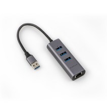 위즈플랫 USB3.2 Gen1 기가비트 이더넷 랜 어댑터 USB허브 WIZ-HR34 V2, 스페이스 그레이