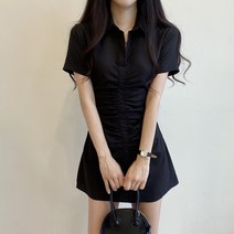 린 앞셔링 카라 미니 원피스