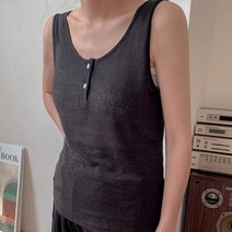 큐니걸스 여성용 린넨 60 오프닝 단추 린넨 나시