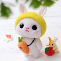 올라운더 토끼 만들기 펠트 뜨개질 DIY 패키지, 옐로우, 1세트