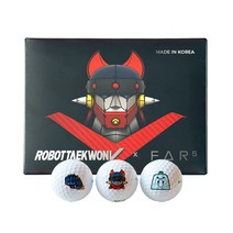 로보트 태권브이 FAR5 골프공 3피스 3종 x 4p 세트, 화이트, 1세트, 4개