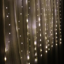 다우에프앤지 LED 와이어 커튼전구 200구, 투명선 웜화이트