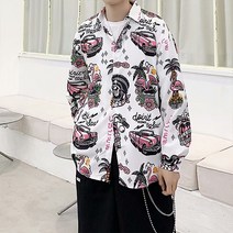 남성용 다양한 패턴의 하와이 빈티지 남방 긴팔 셔츠