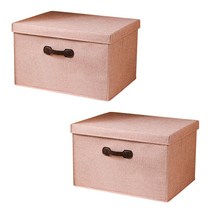 접이식 손잡이 패브릭 수납정리함 2P, L, 핑크, 2개