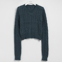 룬키 크롭 케이블 브이넥 니트 tnt0421