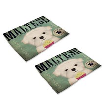 더플로우 할렘가의 댕냥이들 빈티지 천 테이블 매트 플레이스 매트 2p, 12, 42 x 32 cm