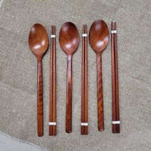 네오셰프 5번 옻칠 나무 수저 3벌 세트, 브라운, 숟가락 3p + 젓가락 3p