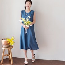 여성용 빅사이즈 인견 폴라 나시 원피스