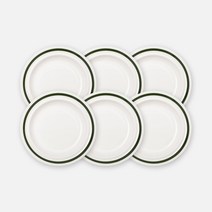 쓰임 레트로 라인 원형접시 6p, 딥그린