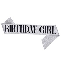 올리브파티 생일파티 글리터 어깨띠, 실버걸, 1개
