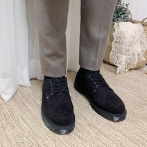 디아 남성용 그랑 스웨이드 스티치 징 키높이 더비 슈즈