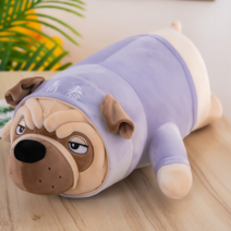 해솔 불독 강아지 캐릭터 동물 모찌 인형 쿠션, 퍼플