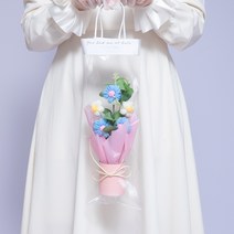 끌레샤 미니 뜨개질꽃다발 선물 세트, 02 파란색, 1세트