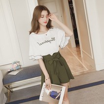 여성용 블랙101 레마이노 반팔 반바지 캐쥬얼 세트 CH-2316976