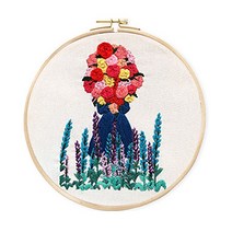 코쿼드 DIY 초보자용 십자수 프랑스자수 패키지 세트 20cm, 1세트, 꽃밭속여인