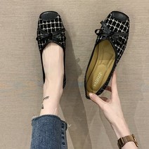 리비움 여성 체크 리본 플랫슈즈 Rv-722