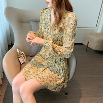 안다로미 플라워 파티랩 미니 원피스