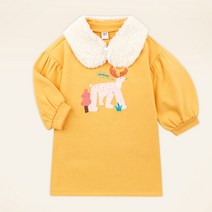 몰리멜리 여아용 폭신 카라 밍크 기모 원피스