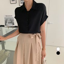 무드인더 여성용 소매 롤업 무지 셔츠