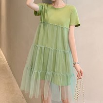 메쉬 스티치 파스텔 임산부 원피스