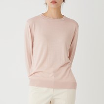 르캐시미어 여성용 베이직 라운드넥 풀오버 긴팔 니트