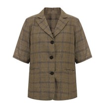 탱커스 여성용 쓰리 버튼 볼륨 소매 체스 자켓