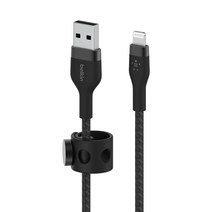 벨킨 프로 플렉스 USB A-라이트닝 아이폰 고속 충전 케이블 CAA010bt1M, 블랙, 1m