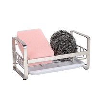 모나코올리브 수세미 물받이 스테인레스 거치대, 실버, 1개