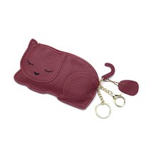 잠자는 고양이 가죽 링 카드지갑