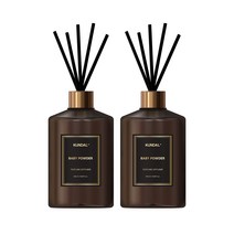 쿤달 퍼퓸 디퓨저 베이직 500ml 2p + 섬유스틱 10p 세트, 베이비파우더향