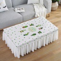 알럽홈 거실 커피 테이블 쉬폰 커버, 클로버 선인장