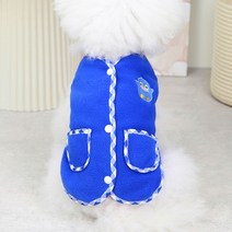 블랭크도그 강아지 와펜 포인트 후리스 조끼, 블루