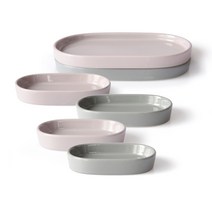 프렐류드 크리미 타원접시 6종 세트 인디핑크 그레이, 1세트, 타원접시 소 2p + 중 2p + 대 2p